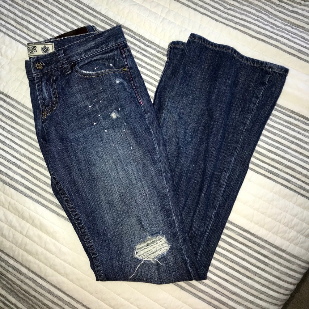 PINK By VS distressed flare jeans size 2 short